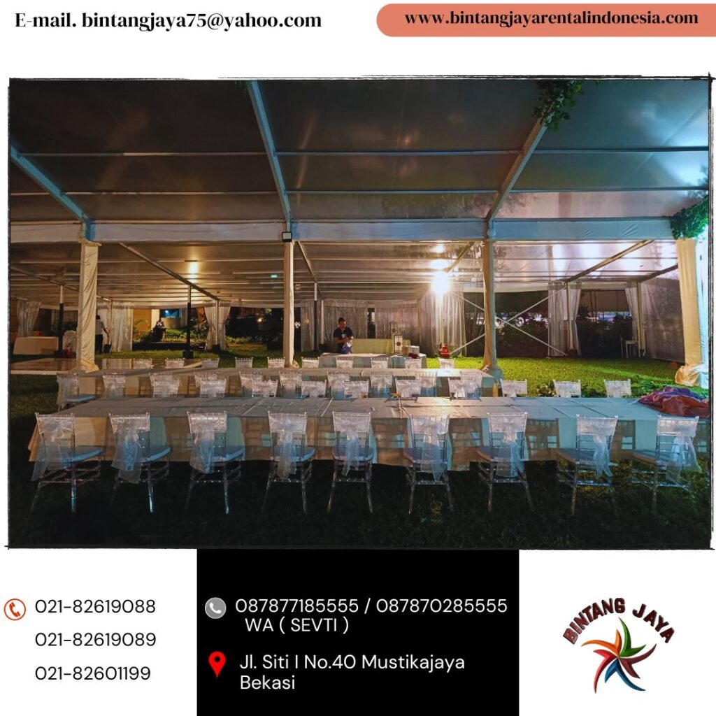 Harga Sewa Tenda Roder Set Kursi Tiffany Transparan Jakarta