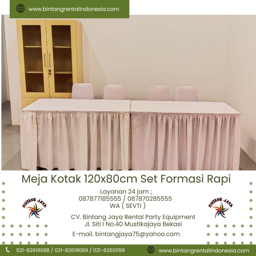 Info Sewa Meja Kotak 120x80cm Set Formasi Rapi Area Jakarta Barat