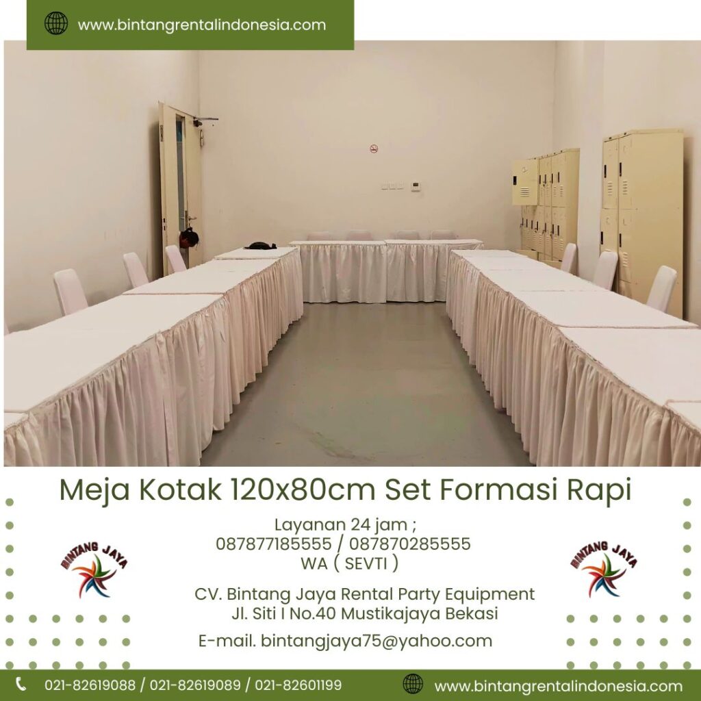 Info Sewa Meja Kotak 120x80cm Set Formasi Rapi Area Jakarta Barat