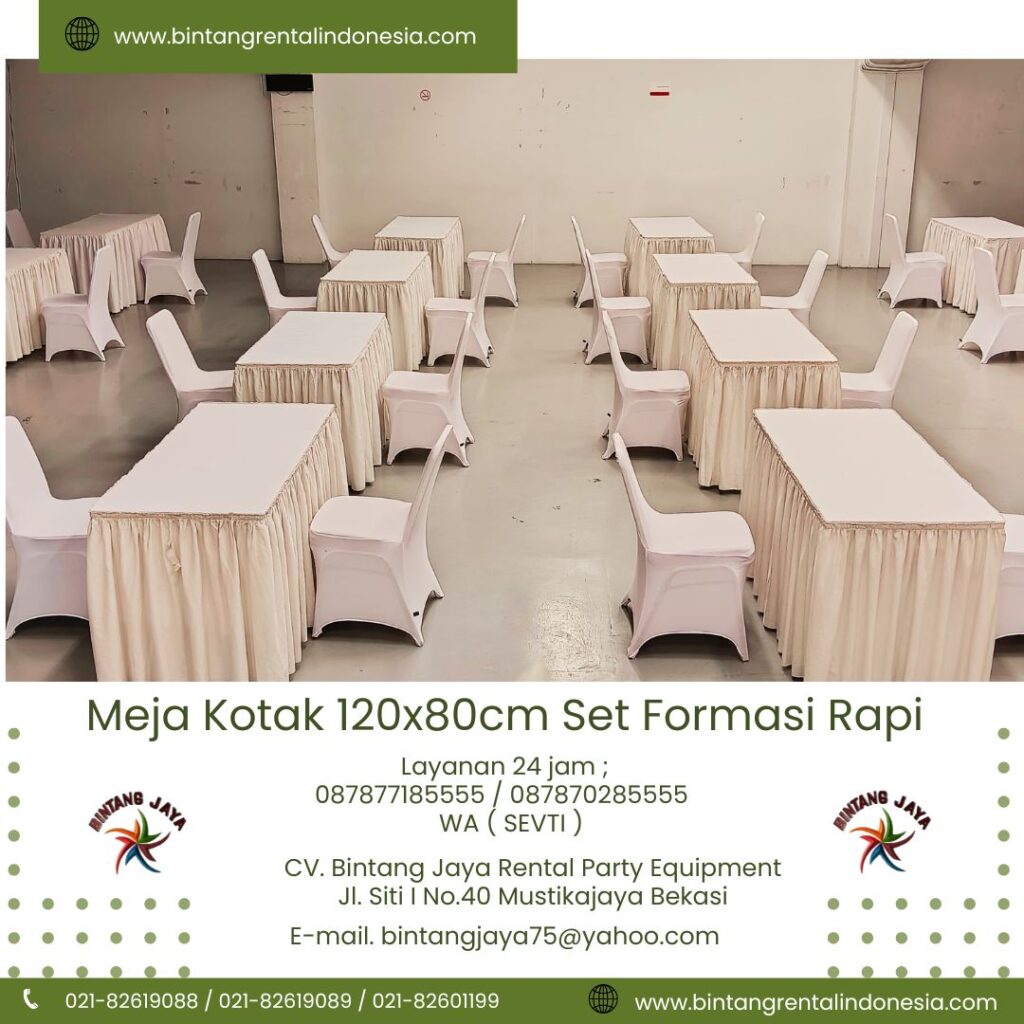 Info Sewa Meja Kotak 120x80cm Set Formasi Rapi Area Jakarta Barat