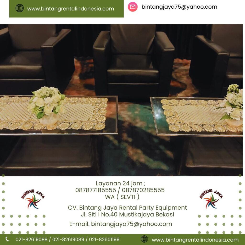 Sewa Meja Kaca Set Sofa Hitam Single Seater Jakarta