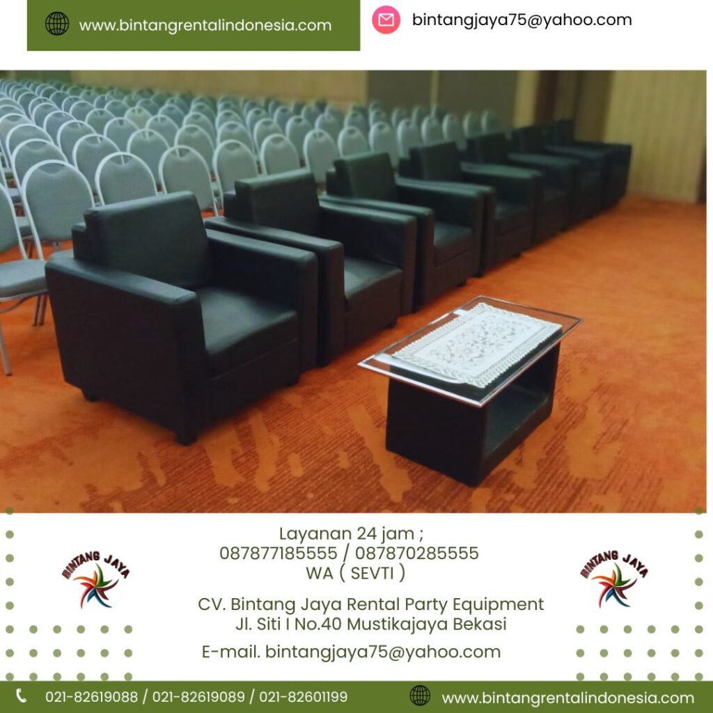 Sewa Meja Kaca Set Sofa Hitam Single Seater Jakarta