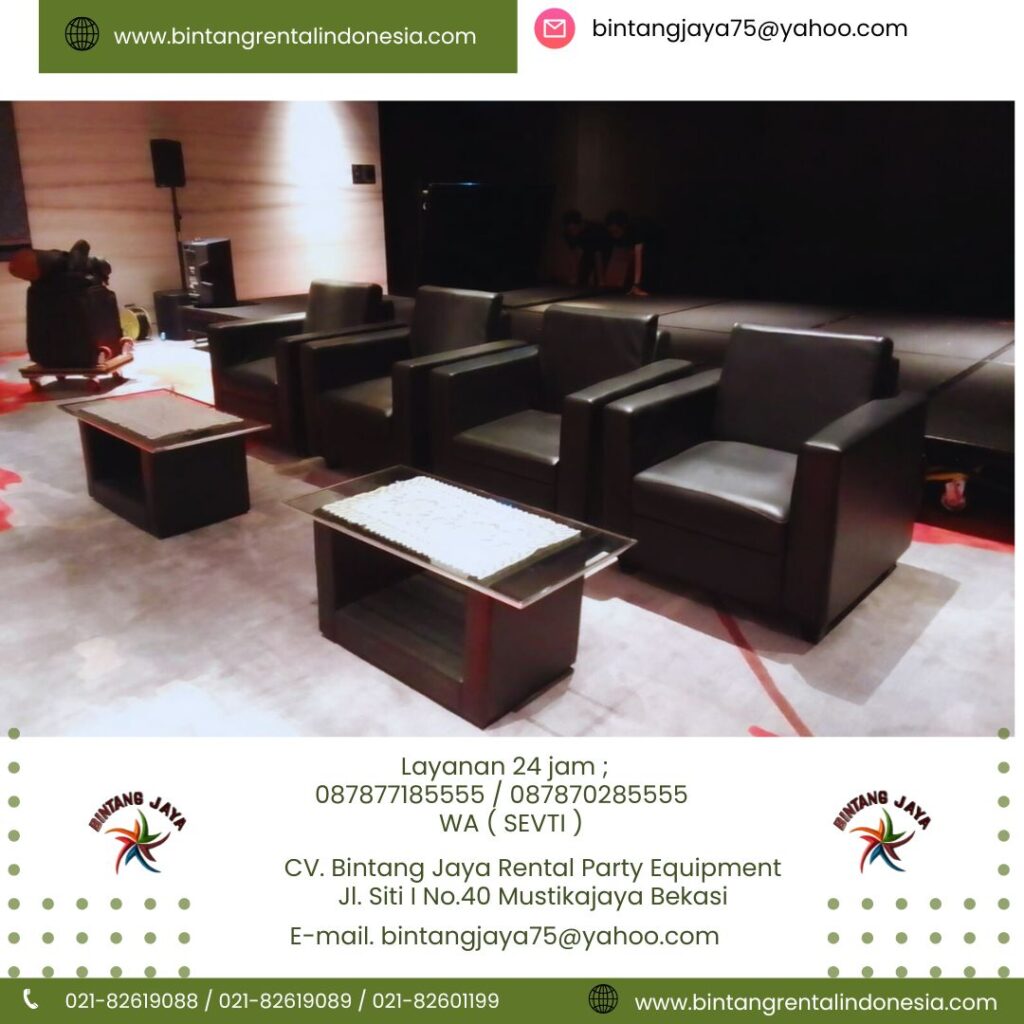 Sewa Meja Kaca Set Sofa Hitam Single Seater Jakarta