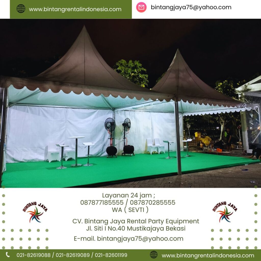 Sewa Tenda Kerucut Set Kipas Kursi Dan Meja Barstool Jakarta