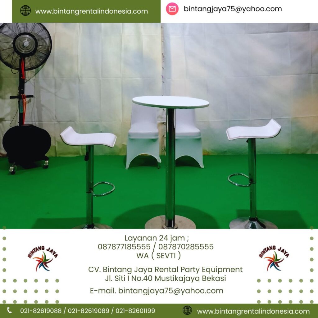 Sewa Tenda Kerucut Set Kipas Kursi Dan Meja Barstool Jakarta