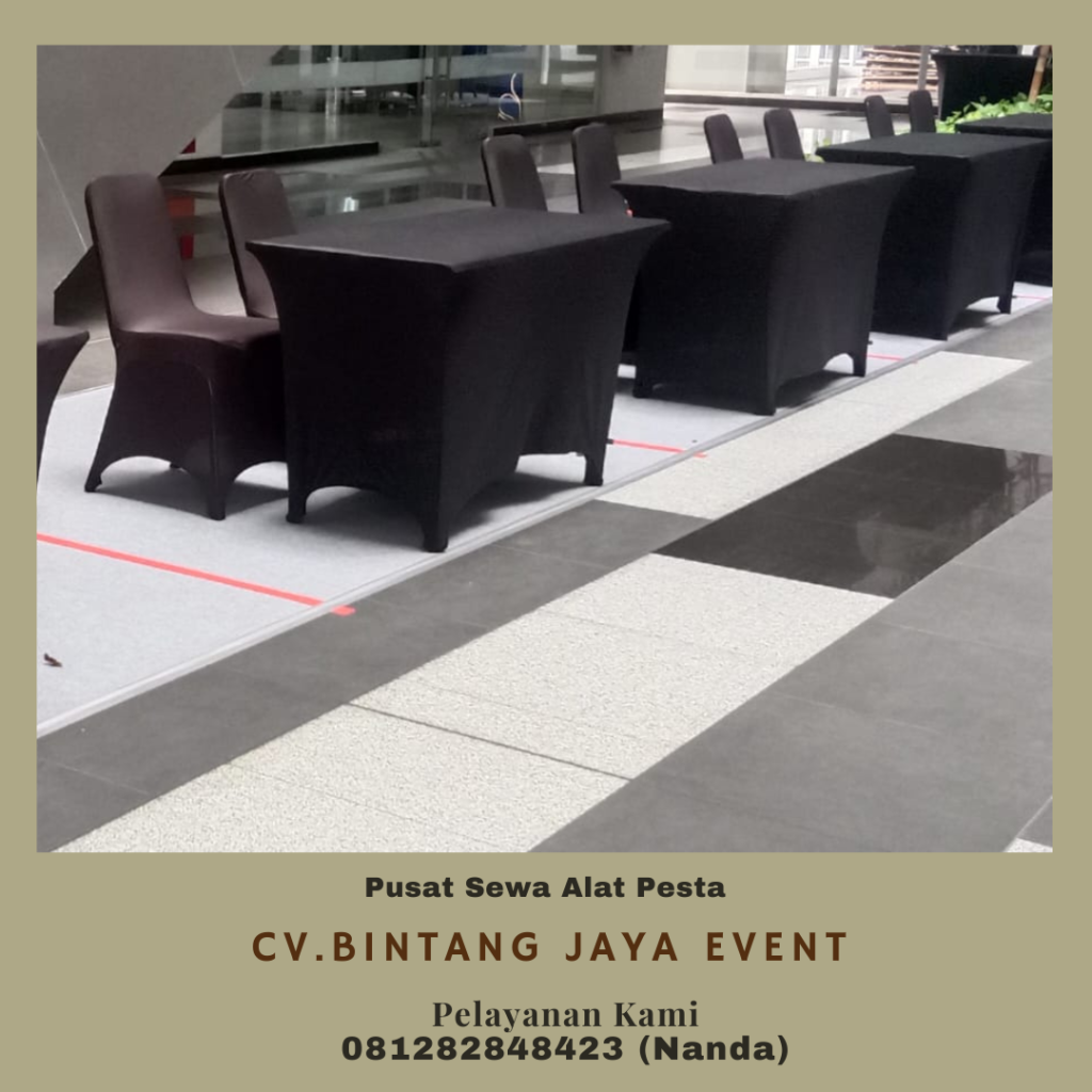 Sewa Meja Type Kotak 60x120cm Cover Ketat Hitam di Jakarta