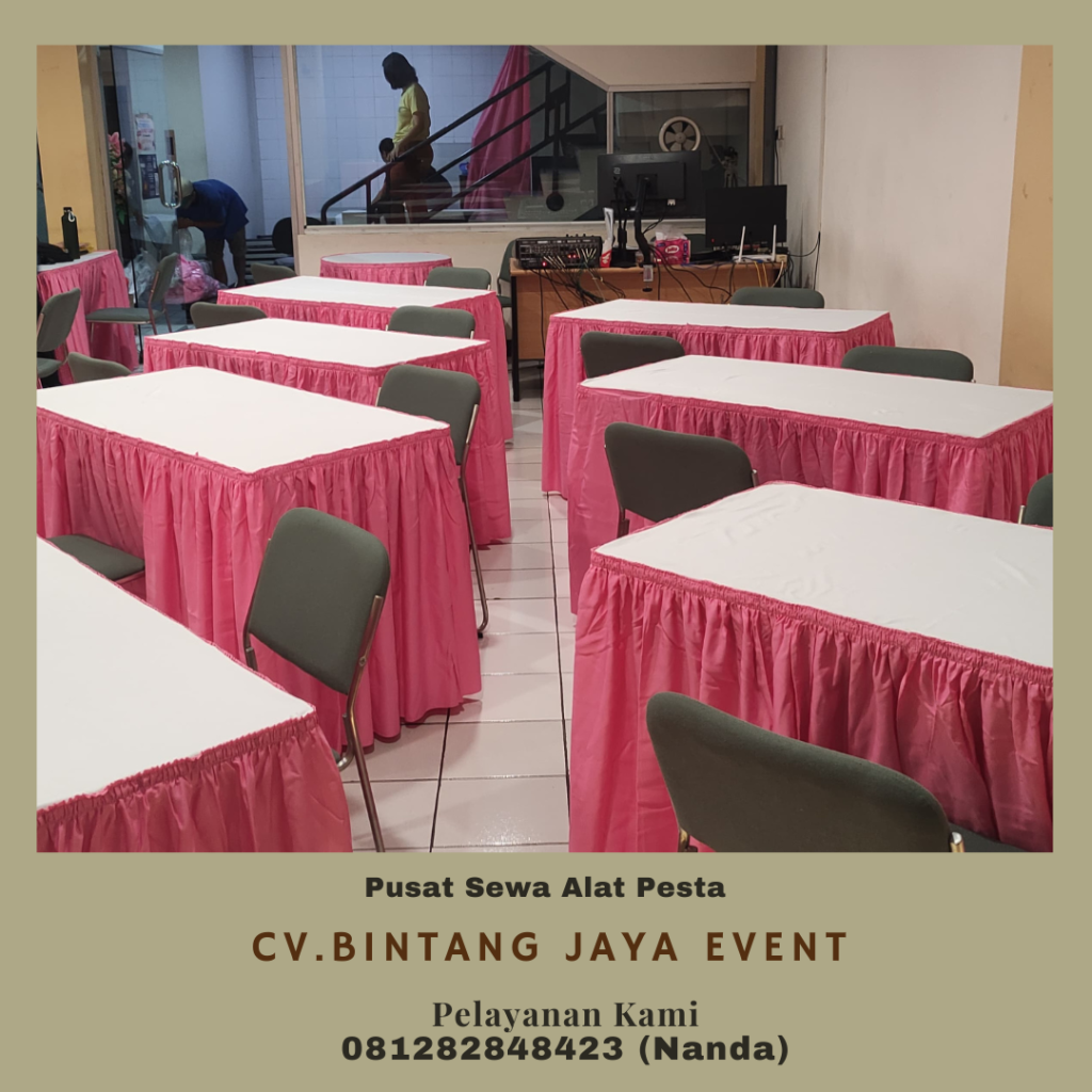 Sewa Meja Type Kotak 60x120cm Cover Ketat Hitam di Jakarta