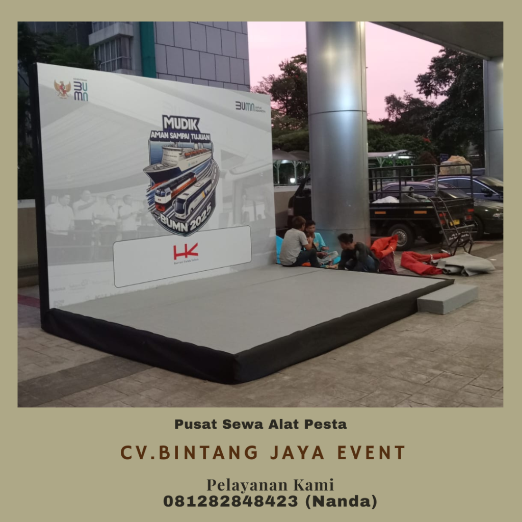 Rental Panggung Karpet Abu-abu Dan Backdrop Outdoor Area Jakarta