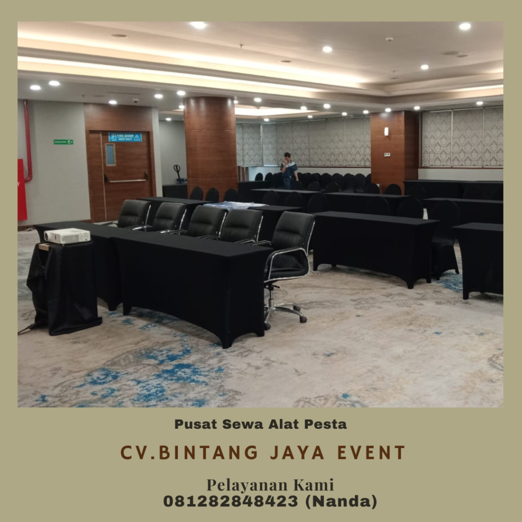 Sewa Meja Ibm Cover Hitam Event HK Tower Jakarta