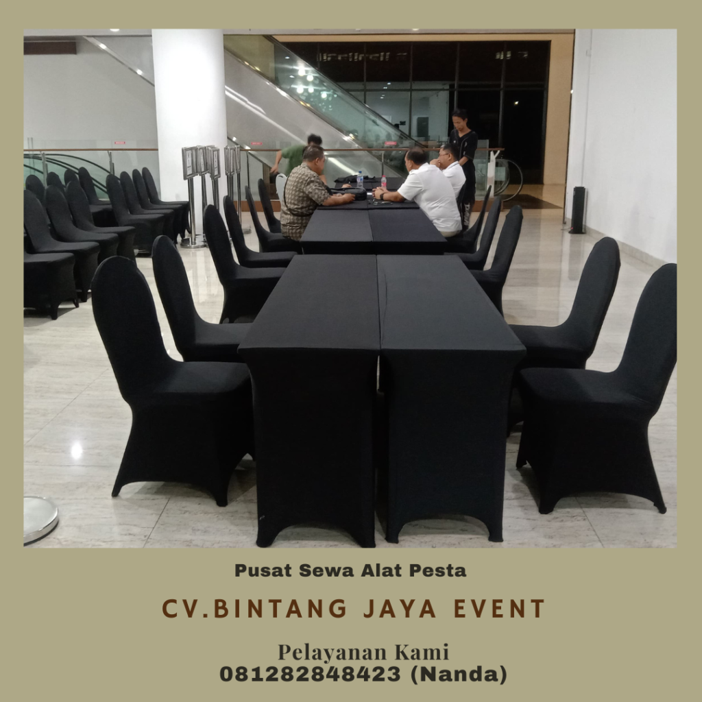 Sewa Meja Ibm Cover Hitam Event HK Tower Jakarta