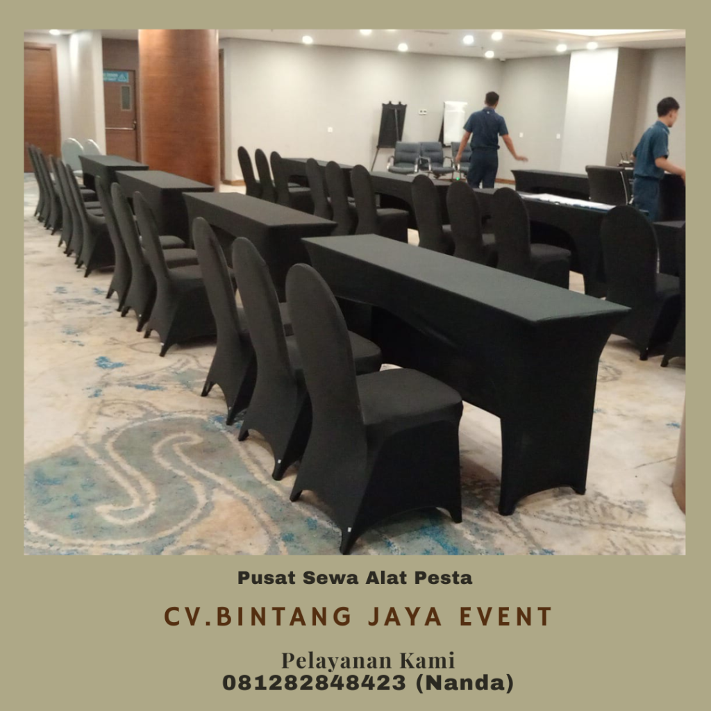 Sewa Meja Ibm Cover Hitam Event HK Tower Jakarta