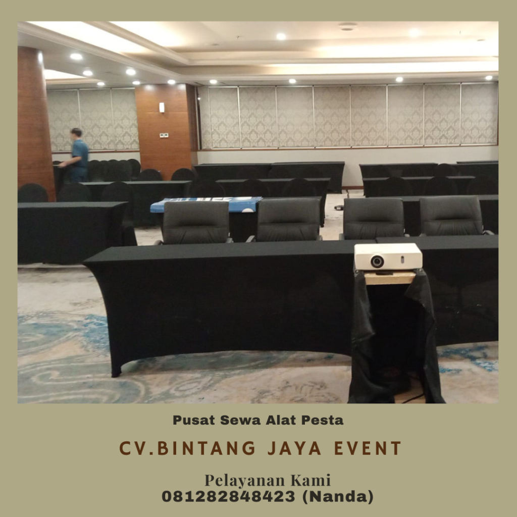 Sewa Meja Ibm Cover Hitam Event HK Tower Jakarta