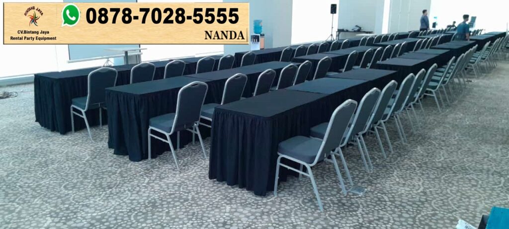 Sewa Meja Ibm Dan Kursi Cover hitam Putih di Jakarta