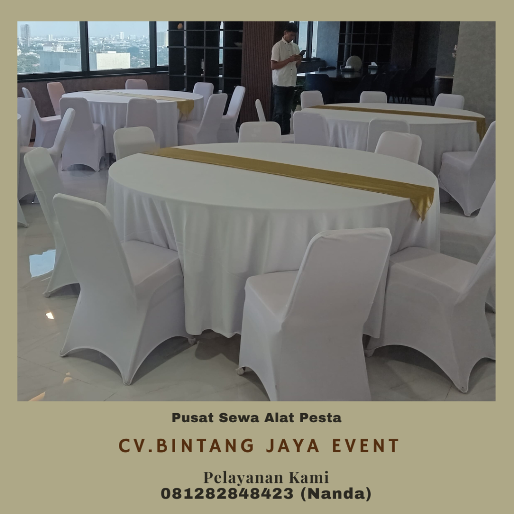 Sewa Round Table Cover Hitam Polos Siap Antar Jakarta