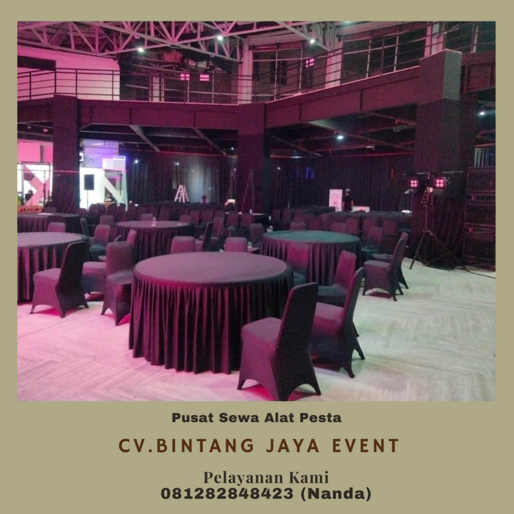 Sewa Round Table Cover Hitam Polos Siap Antar Jakarta