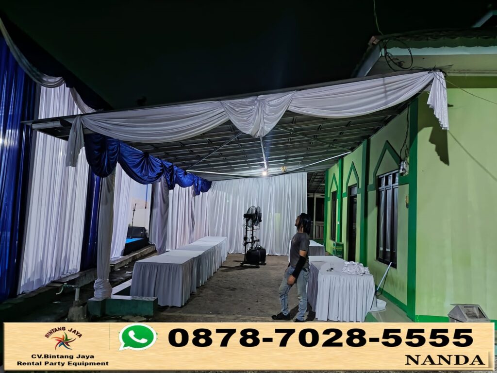 Sewa Tenda Type Plafon Rumbai Biru Putih Area Jakarta