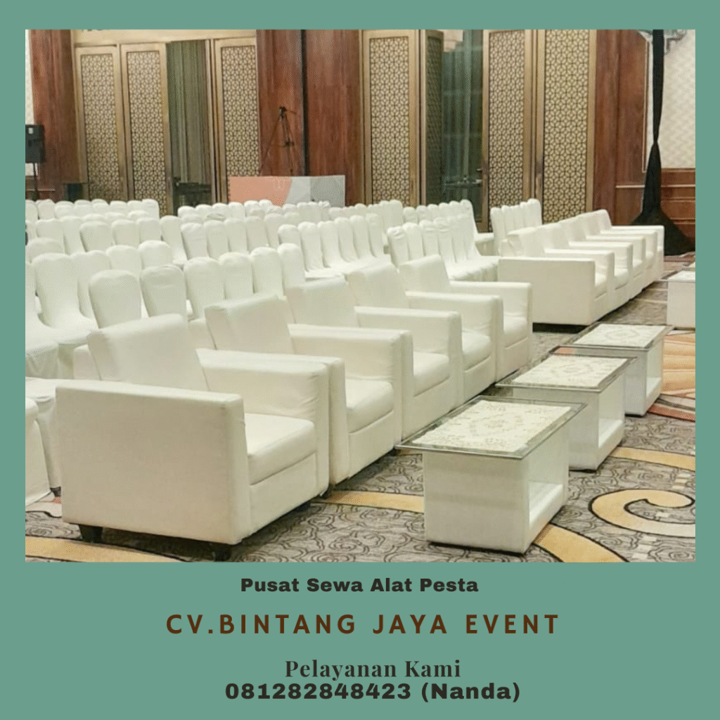Rental Sofa Type Minimalis Kotak Putih Set Meja Kaca VIP Jakarta