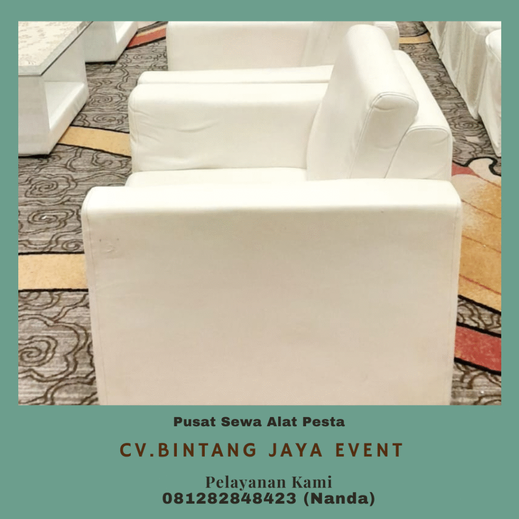 Rental Sofa Type Minimalis Kotak Putih Set Meja Kaca VIP Jakarta