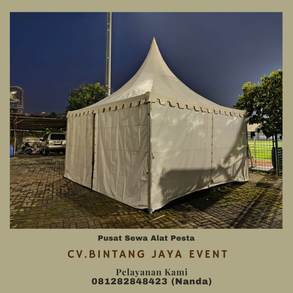 Rental Tenda Kerucut Sarnafil Putih 3x3m di Jakarta