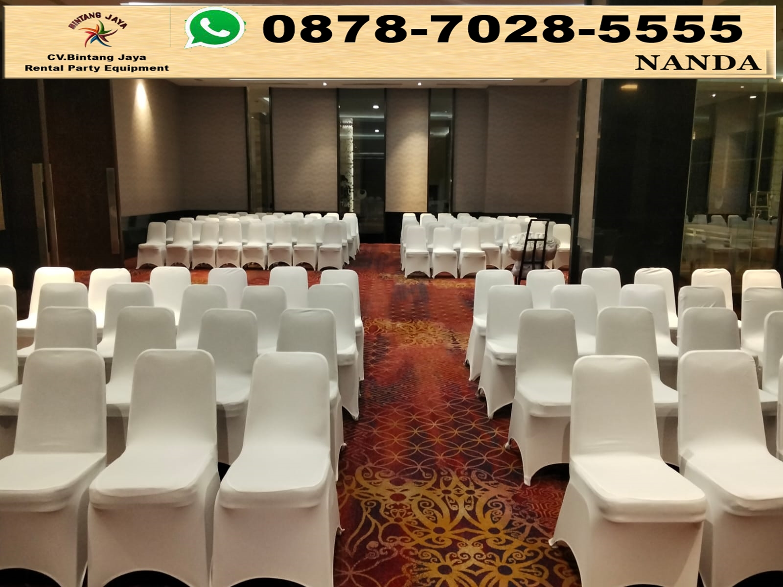 Sewa Kursi Stainless Type Futura Cover Ketat Putih di Jakarta