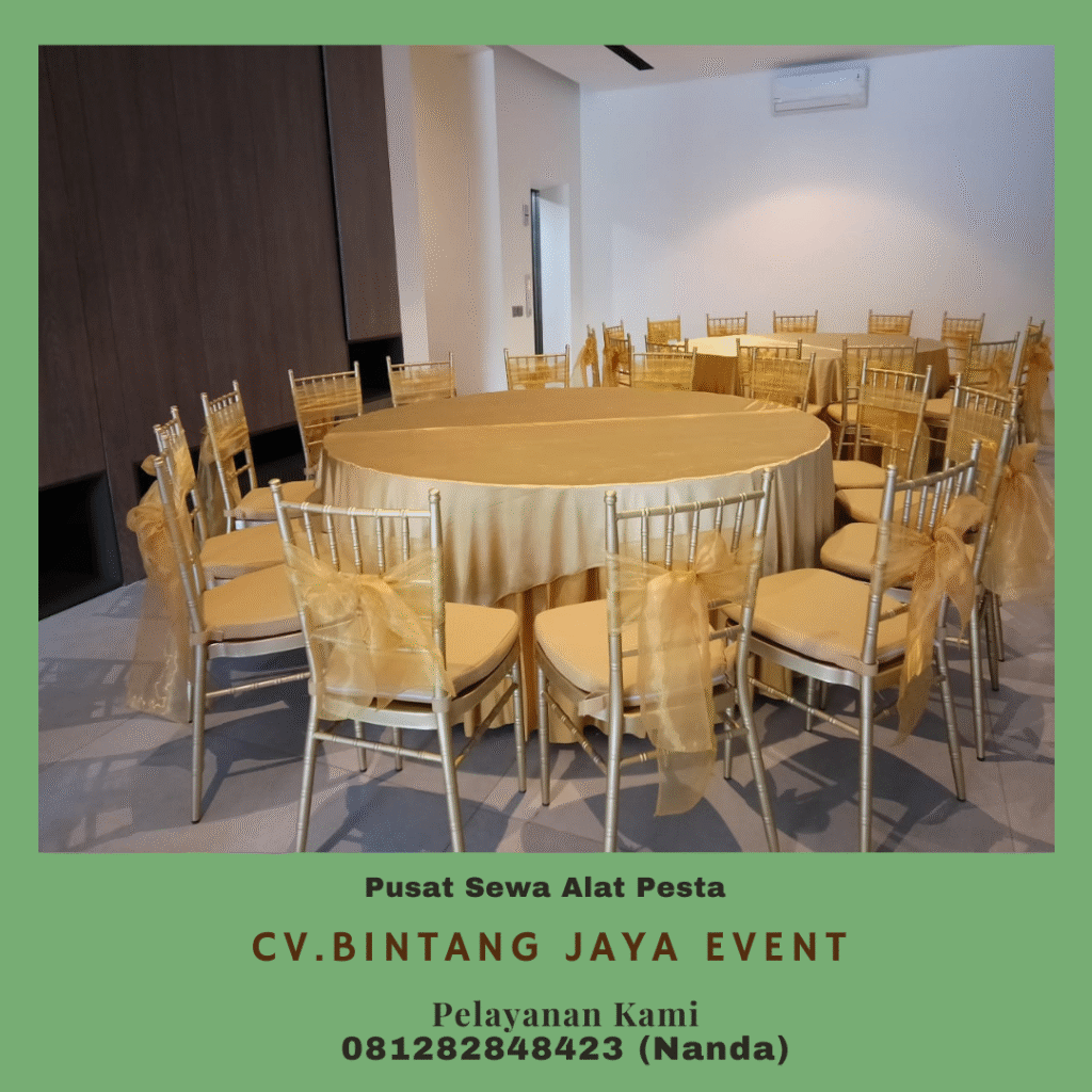 Sewa Meja Bundar Cover Gold di Depok Jabar
