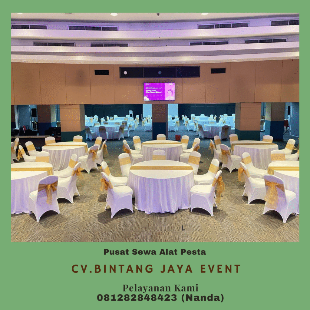 Sewa Meja Bundar Cover Gold di Depok Jabar