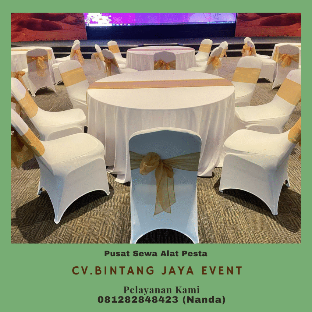 Sewa Meja Bundar Cover Gold di Depok Jabar
