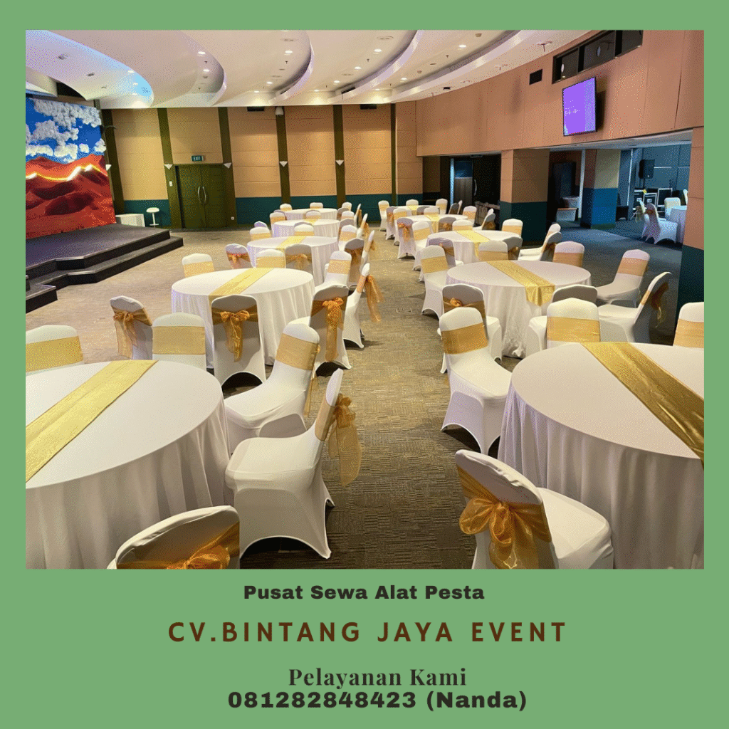Sewa Meja Bundar Cover Gold di Depok Jabar