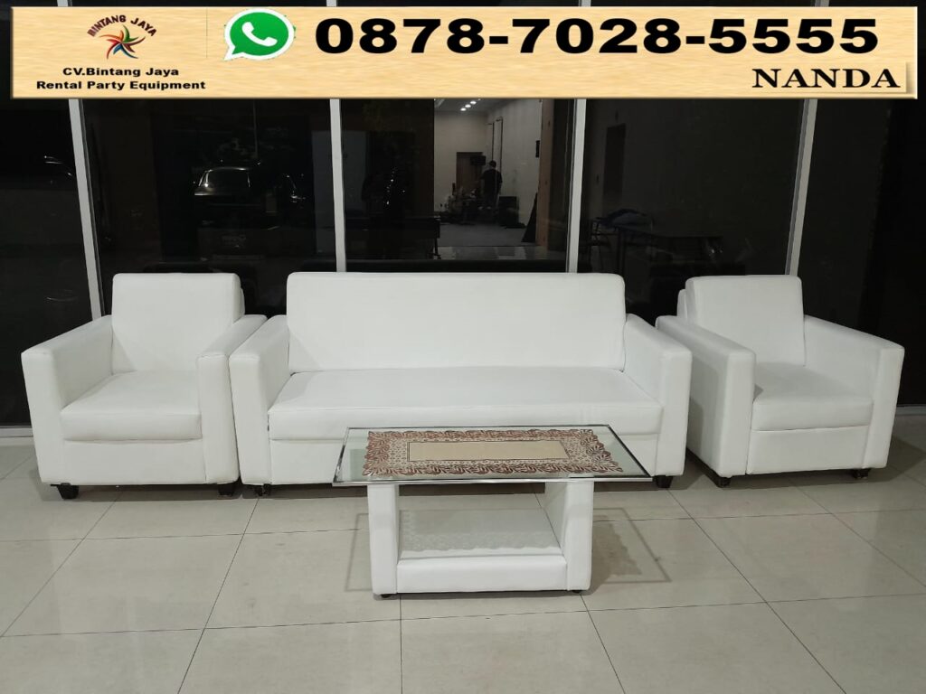 Sewa Meja Kaca Vip Set Sofa Putih Type Minimalis 0878-7028-5555 Di Jakarta