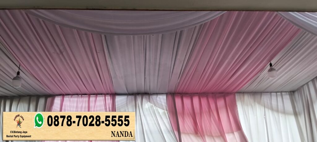 Sewa Tenda Dekorasi Kain Rempel Serut Putih Pink Di Jakarta