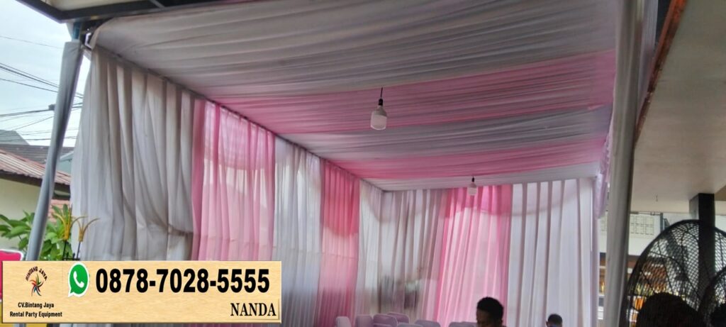 Sewa Tenda Dekorasi Kain Rempel Serut Putih Pink Di Jakarta