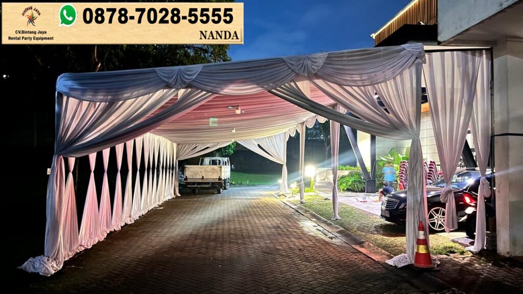 Sewa Tenda Serut Putih Gold Area Sumereccon Bekasi