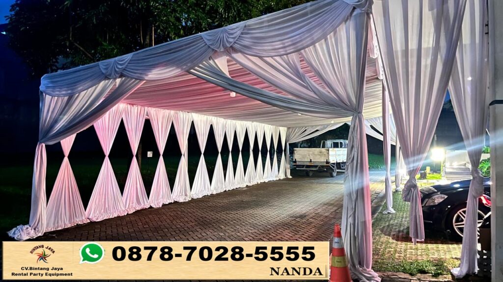 Sewa Tenda Serut Putih Gold Area Sumereccon Bekasi