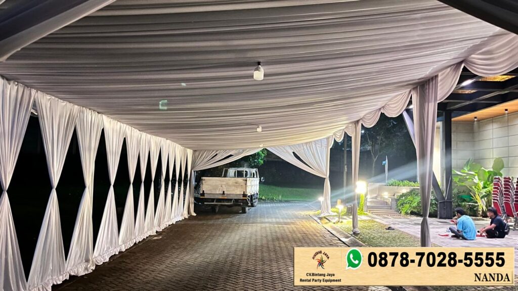 Sewa Tenda Serut Putih Gold Area Sumereccon Bekasi