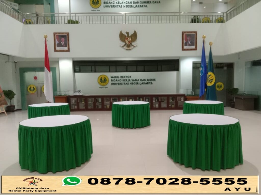 Rentail Round Table Terbaru Cover Hijau Putih Di Jakarta