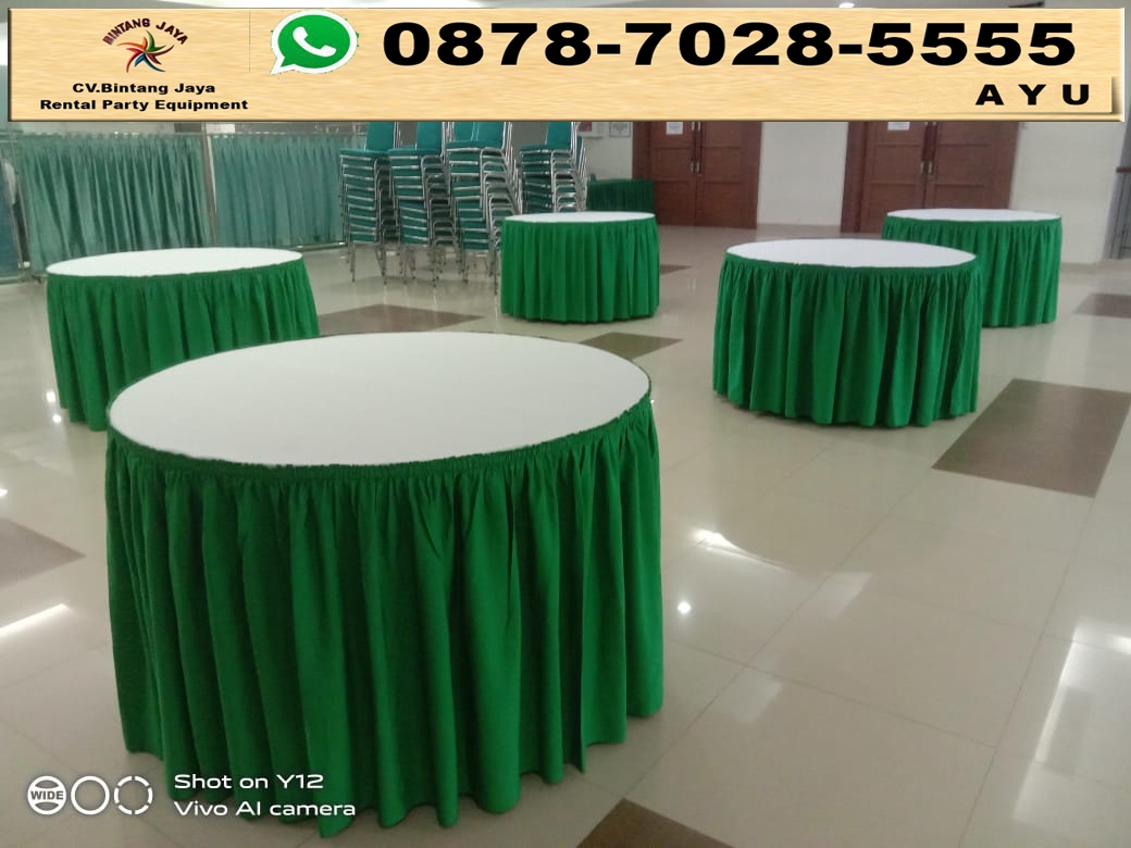 Rentail Round Table Terbaru Cover Hijau Putih Di Jakarta