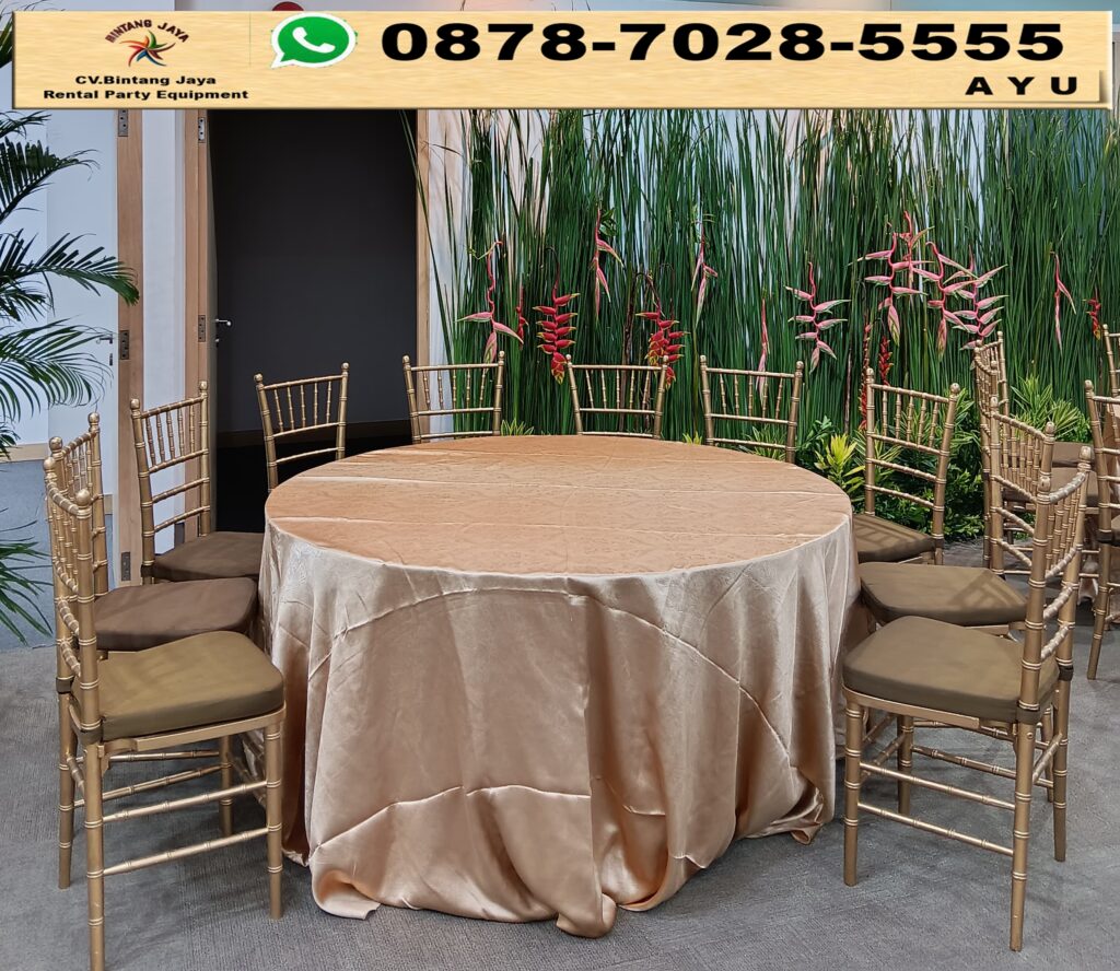 Rental Kursi Kayu VIP Tiffany Gold dan Round Table Jakarta