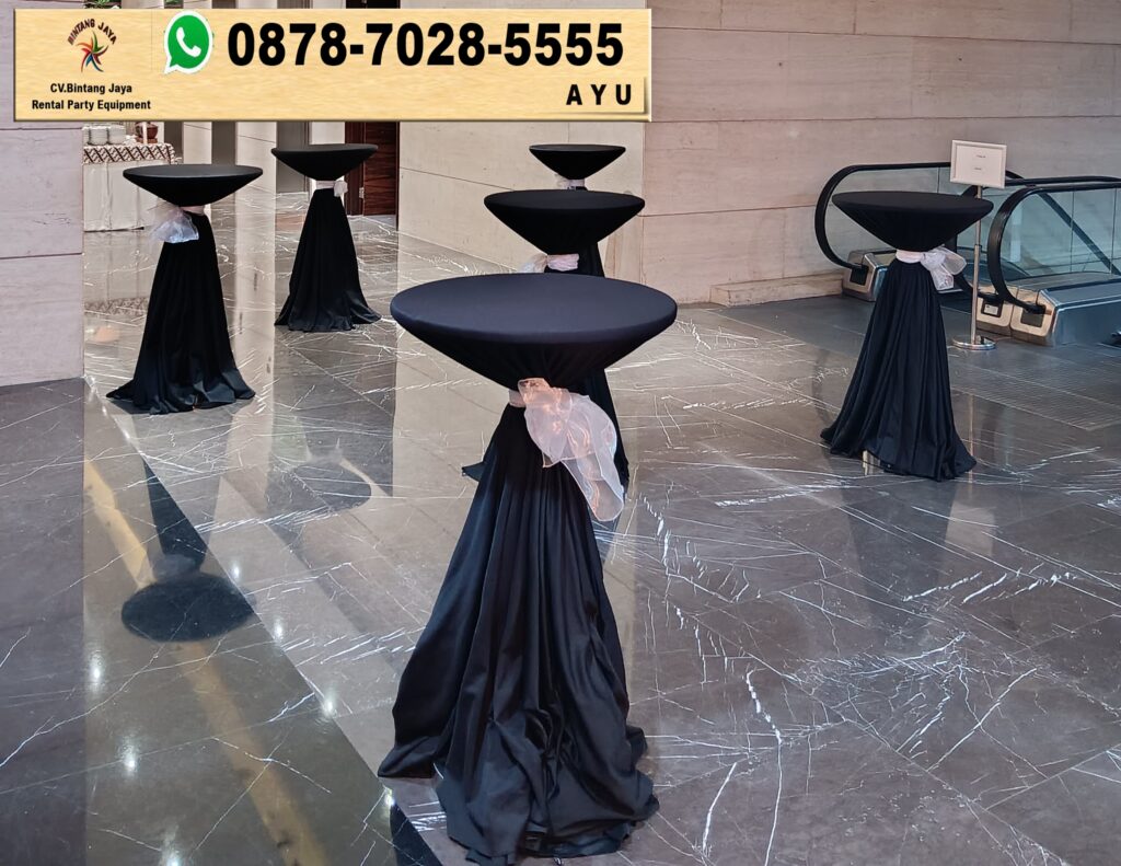 Rental Meja Bar Cover Hitam Tebar Event Muamalat Tower Jakarta