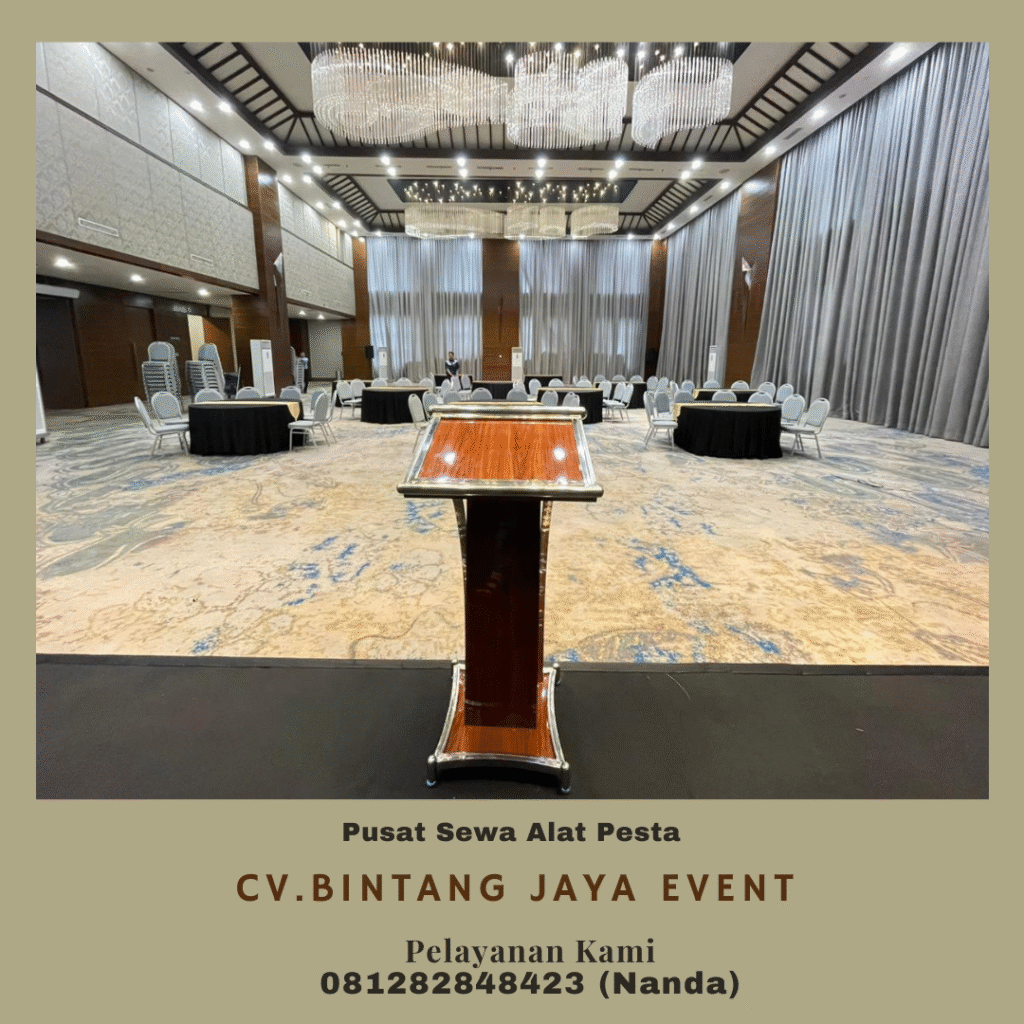 Sewa Podium Acrylic Kaki Stainless di Jakarta