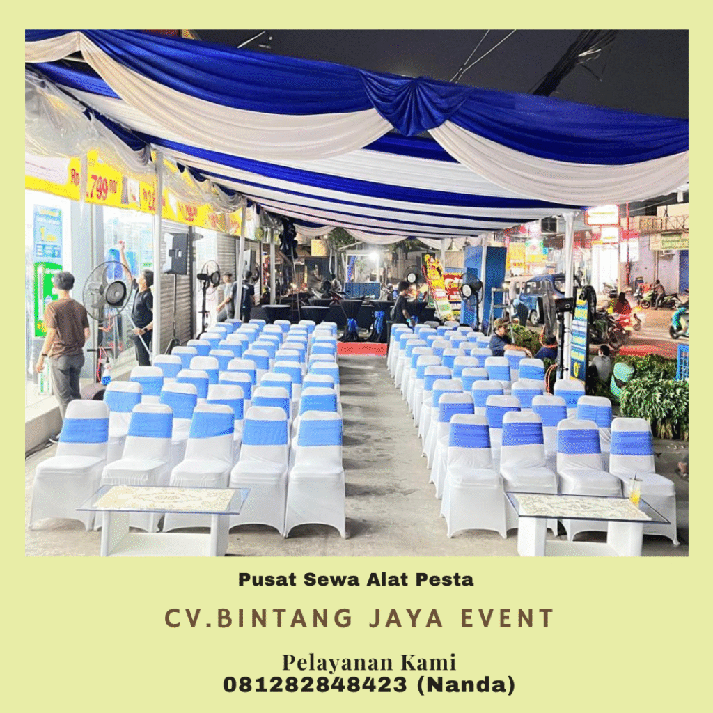 Sewa Kursi Futura Pita Biru Cover Ketat Putih di Jakarta