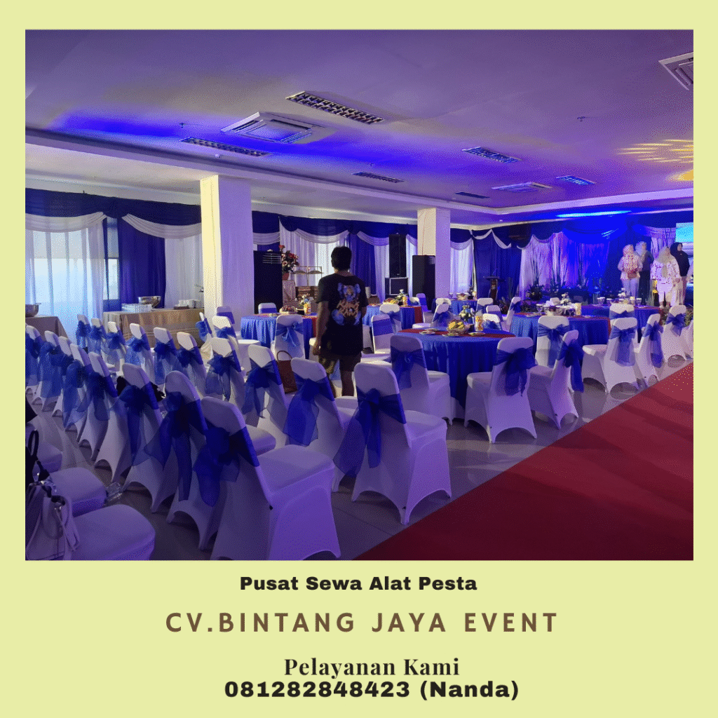 Sewa Kursi Futura Pita Biru Cover Ketat Putih di Jakarta