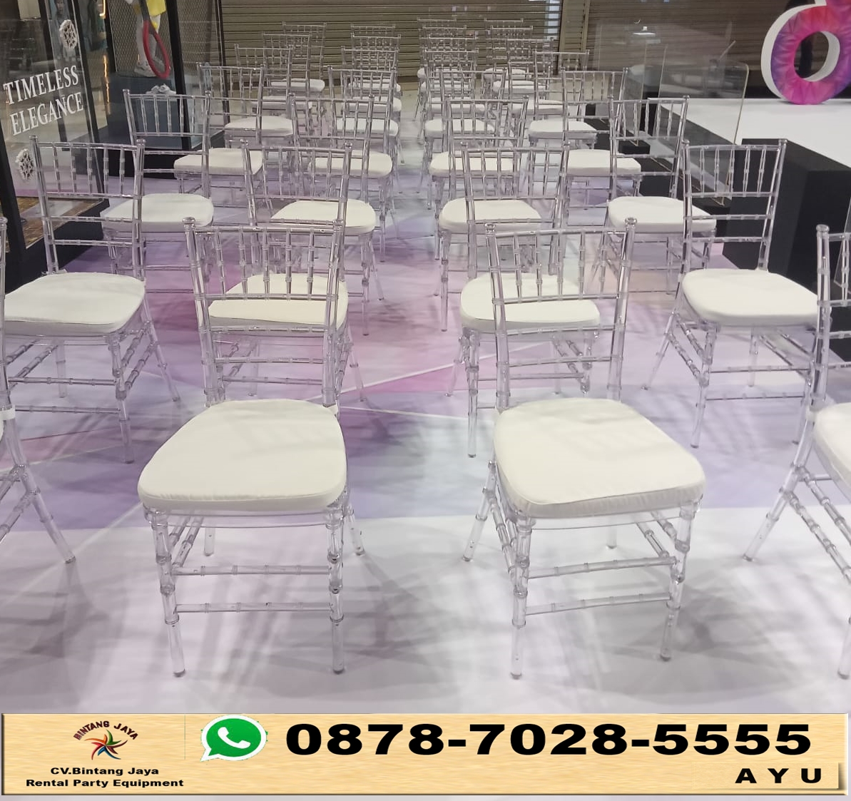 Sewa Kursi VIP Tiffany Acrylic Mewah Berkelas di Jakarta