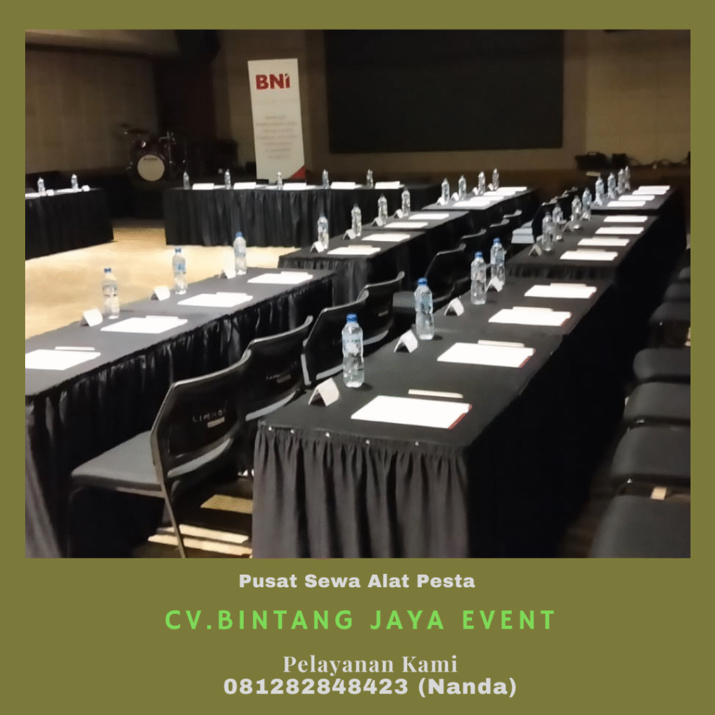 Sewa Meja Kotak Cover Skirting Hitam Event Wang Plaza Kedoya Jakarta