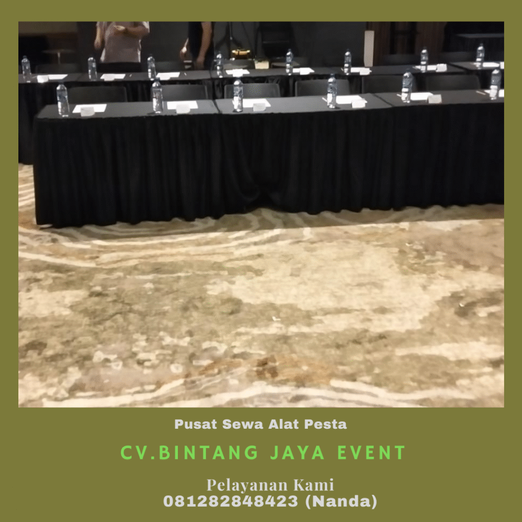 Sewa Meja Kotak Cover Skirting Hitam Event Wang Plaza Kedoya Jakarta