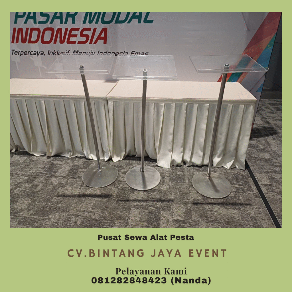 Sewa Podium Acrylic Kaki Stainless di Jakarta