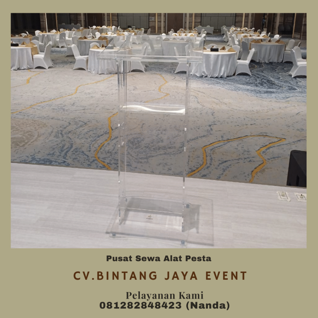 Sewa Podium Acrylic Kaki Stainless di Jakarta