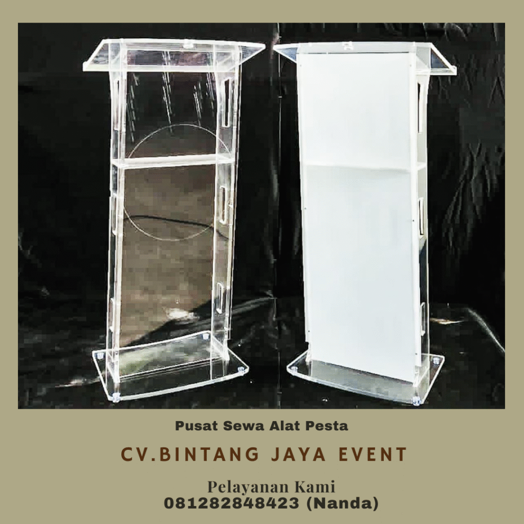 Sewa Podium Acrylic Kaki Stainless di Jakarta