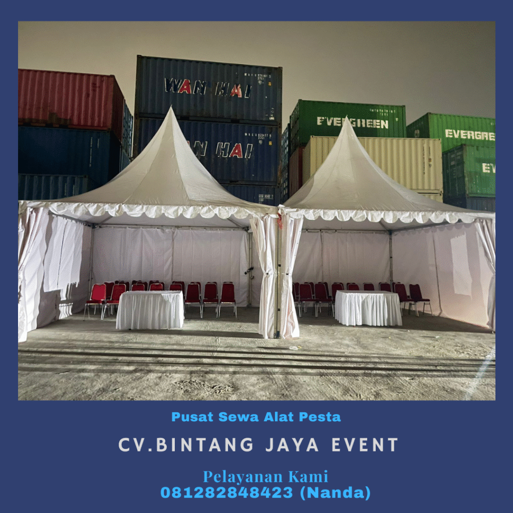 Sewa Tenda Sarnafil Kerucut Untuk Bazar Dekor Merah Putih di Bekasi