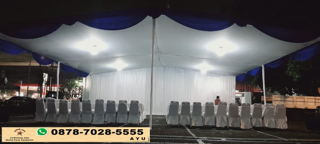 Sewa Tenda Sarnafil Konvensional Meja Permadani Merah di Jakarta