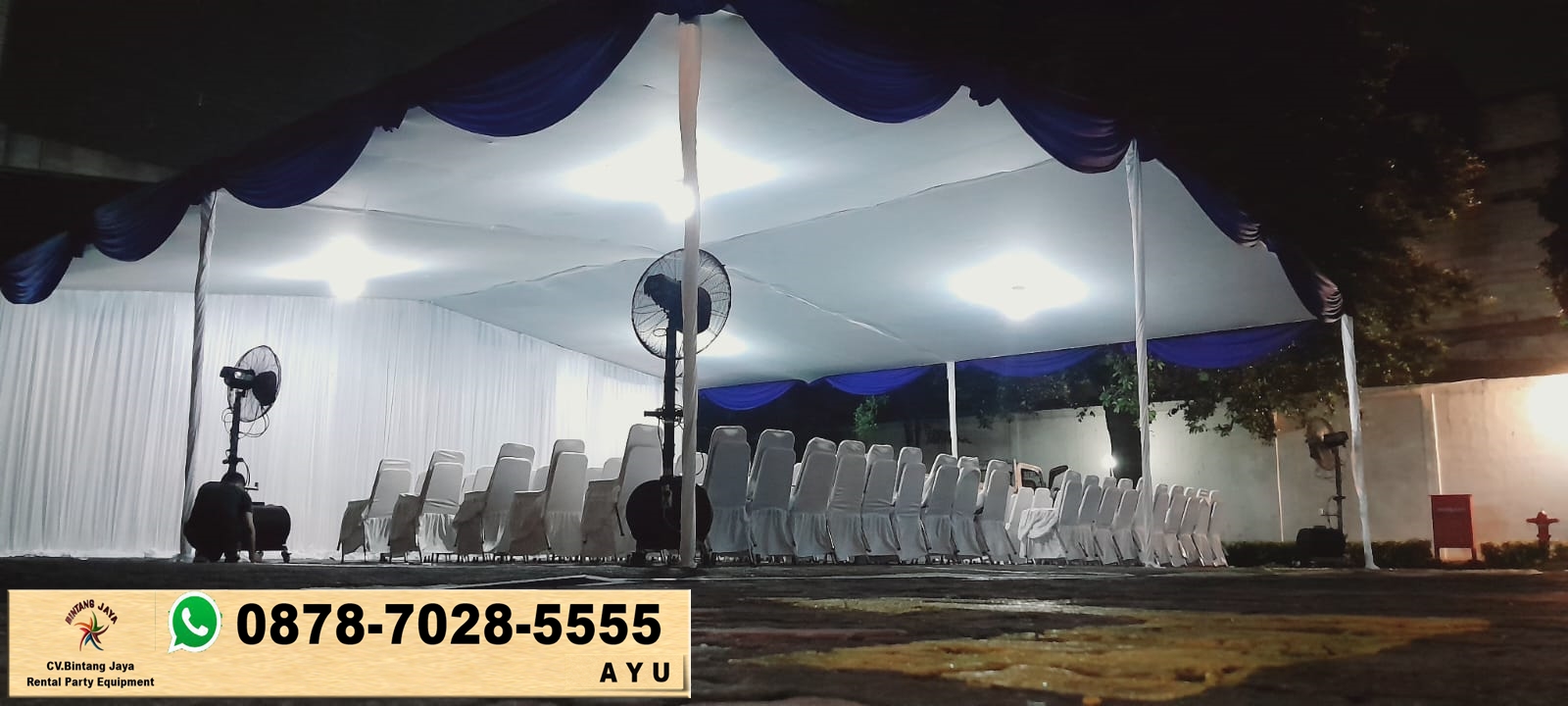 Sewa Tenda Sarnafil Konvensional Meja Permadani Merah di Jakarta